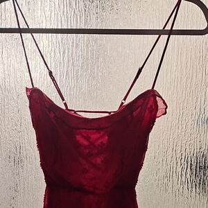 Elegant Red Lace Slip Dress